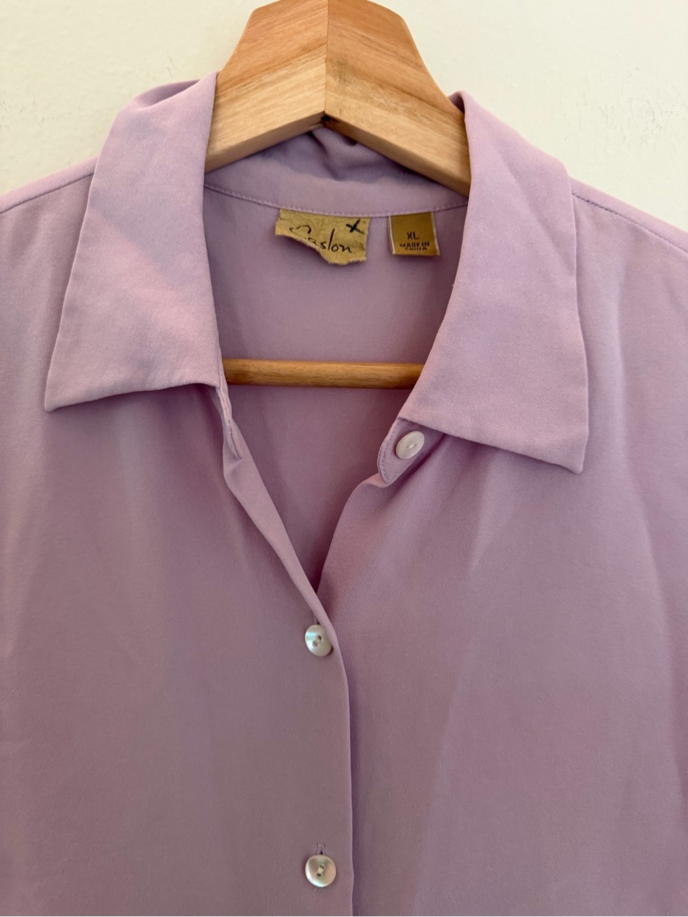 Caslon Lilac Short-Sleeve Button Front Blouse 100% silk - Picture 2 of 6